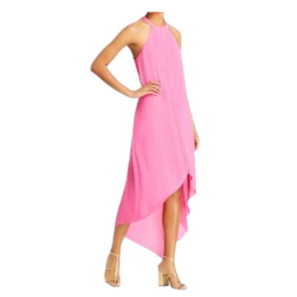 BCBG Maxazria Assymetrical Woven Dress Shocking Pink Medium NWT - Picture 1 of 2